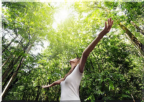 Woman enjoying nature.